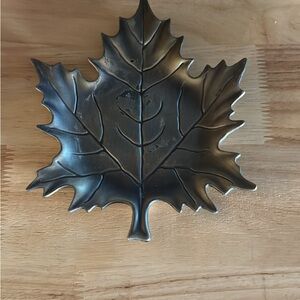 Metallic Leaf-Shaped Decorative Tray